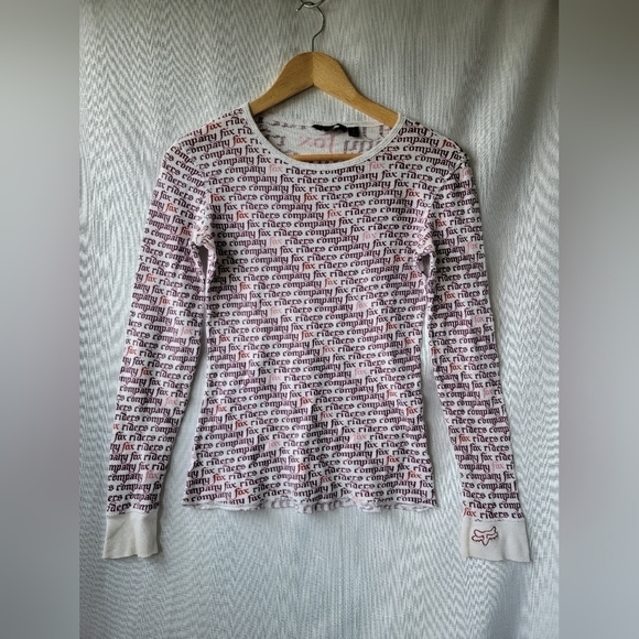 Fox  Vintage Y2K  Logo Waffle Longsleeve Top - Picture 3 of 11